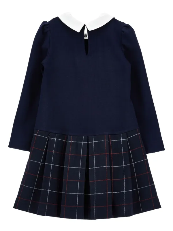 Monnalisa Pleated Tartan Dress | Blue