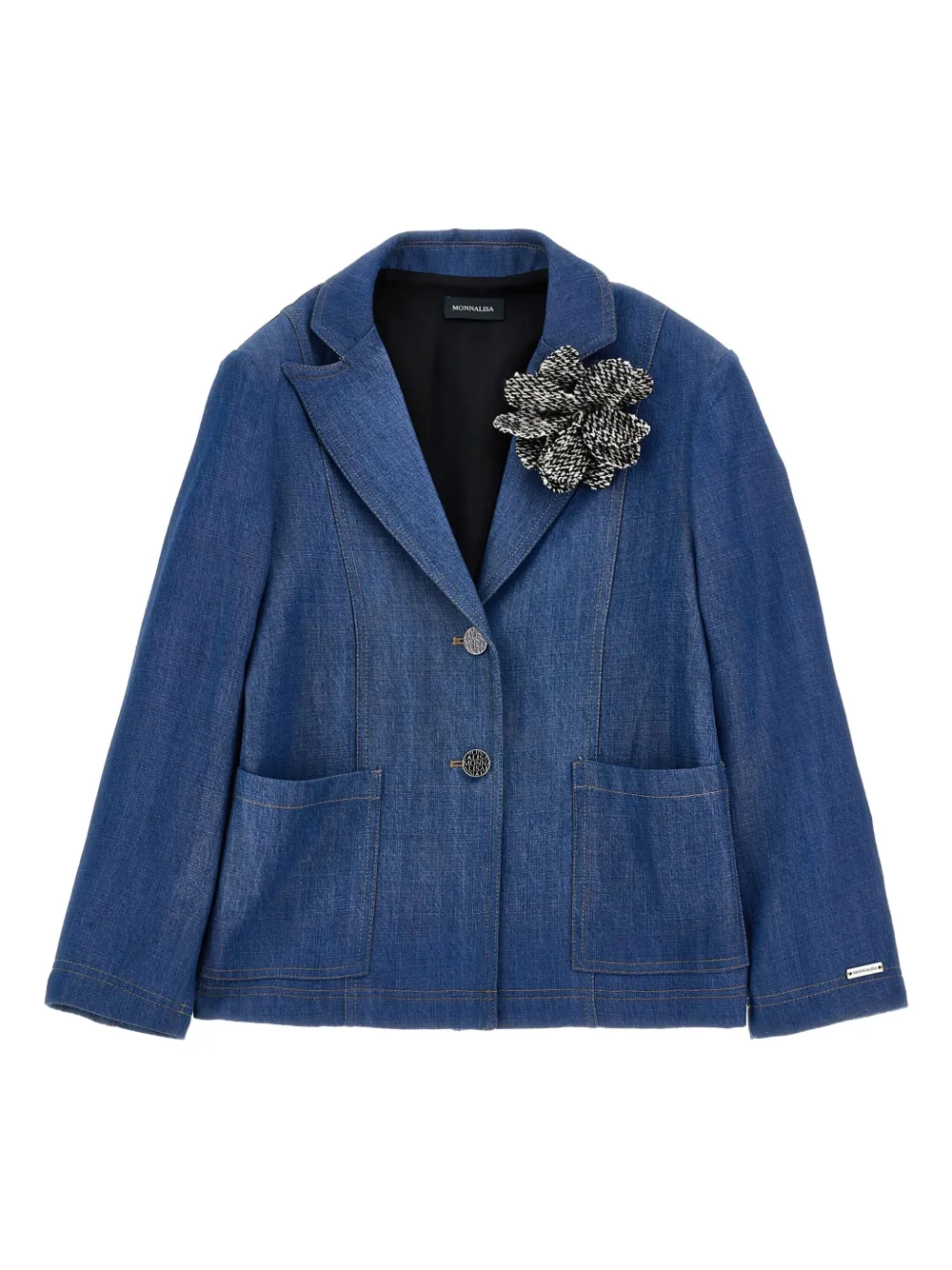 Monnalisa Blazer met bloe broche Blauw