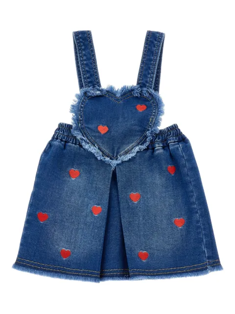 Monnalisa heart-embroidered denim dress
