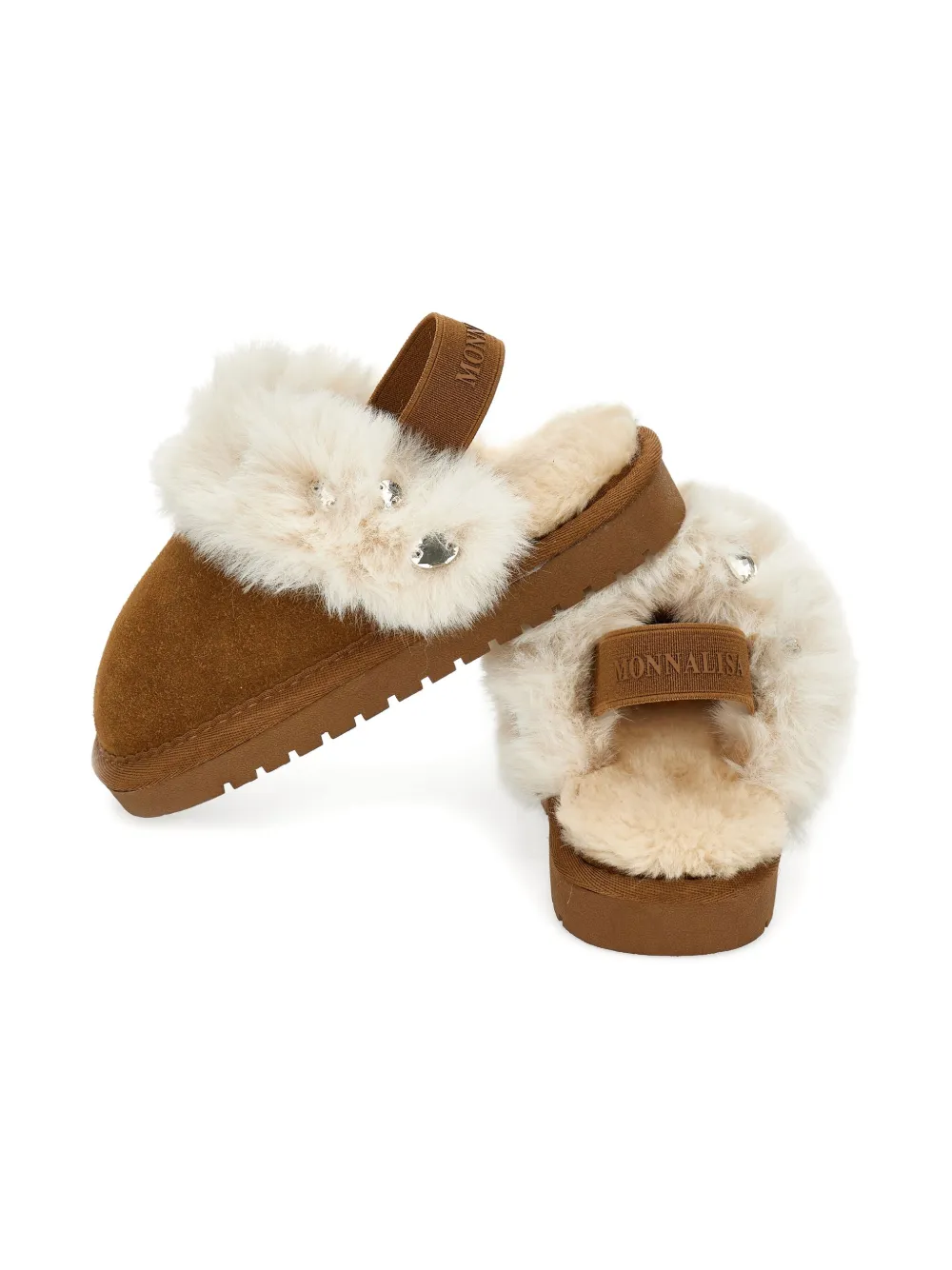 Monnalisa Slippers met imitatiebont Bruin