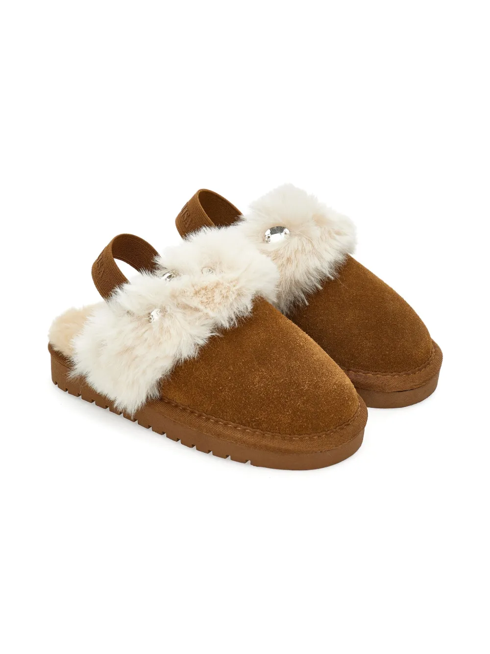 Monnalisa fur-trimmed slippers Brown