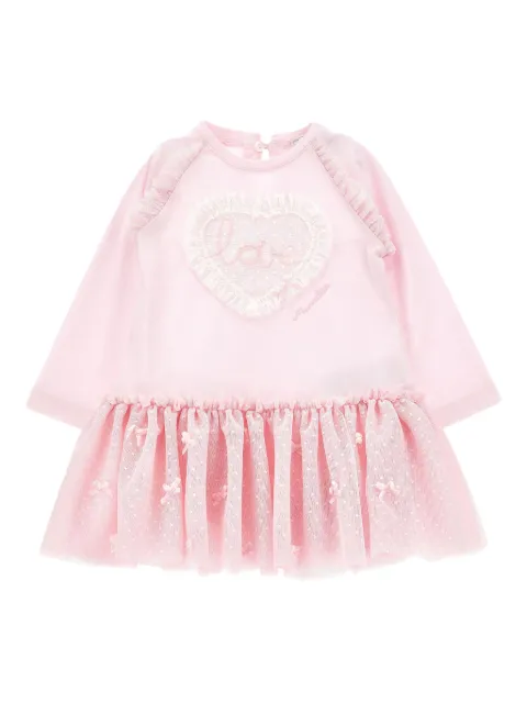 Monnalisa slogan-embroidered dress