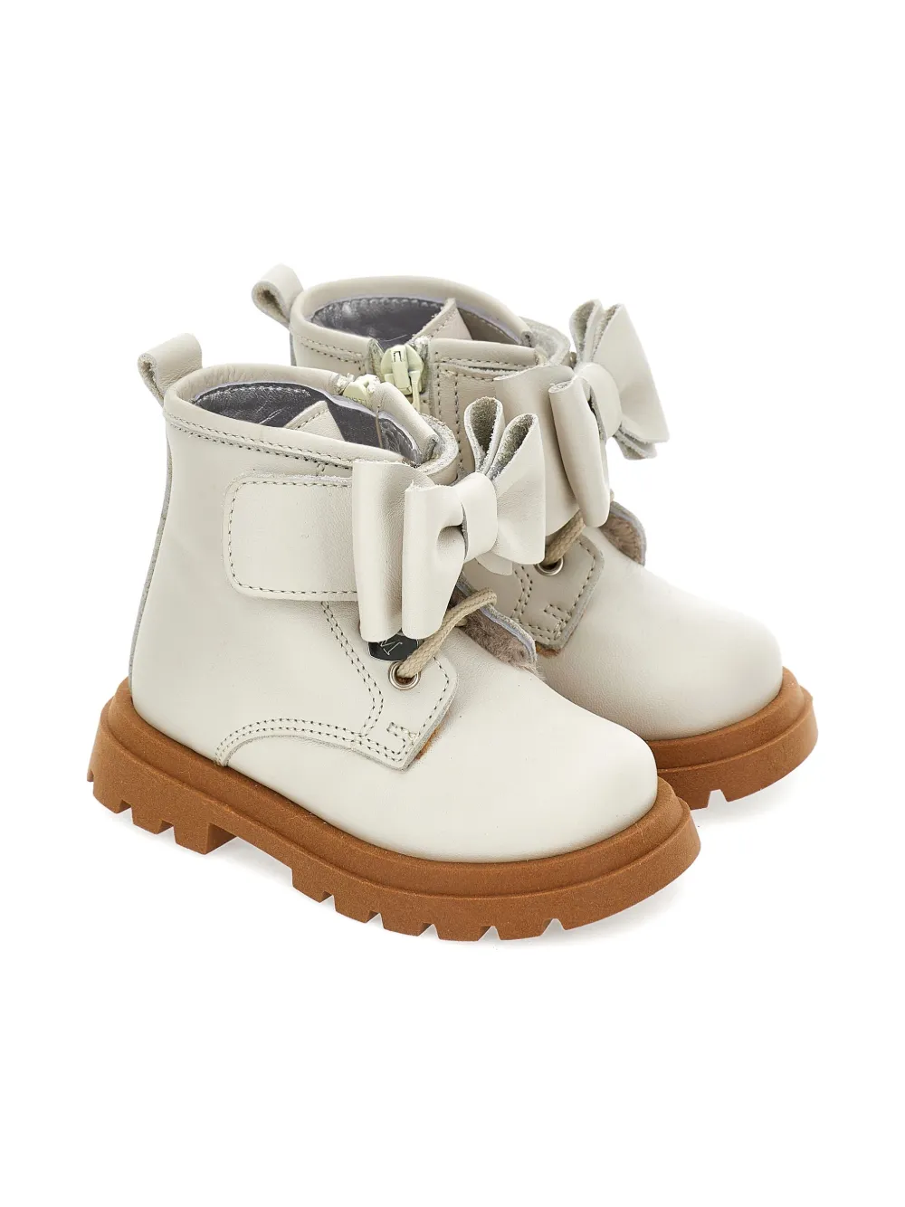 Monnalisa bow-detail ankle boots Neutrals