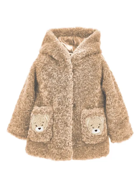 Monnalisa hooded faux-fur coat