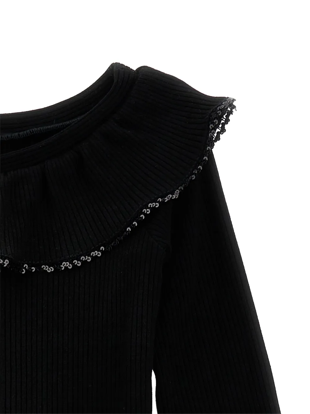 Monnalisa Ribbed-knit Dress In Black
