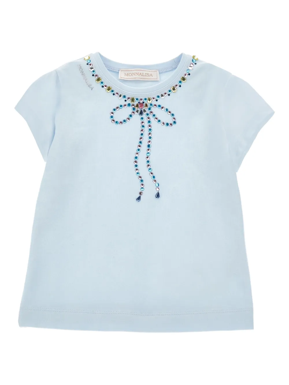 Monnalisa embellished-neckline top | Blue | Image 1