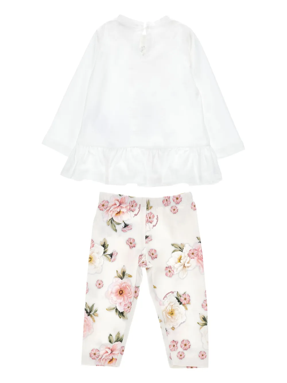Monnalisa Floral-print Trouser Set In White