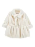 Monnalisa faux-fur peplum coat - White