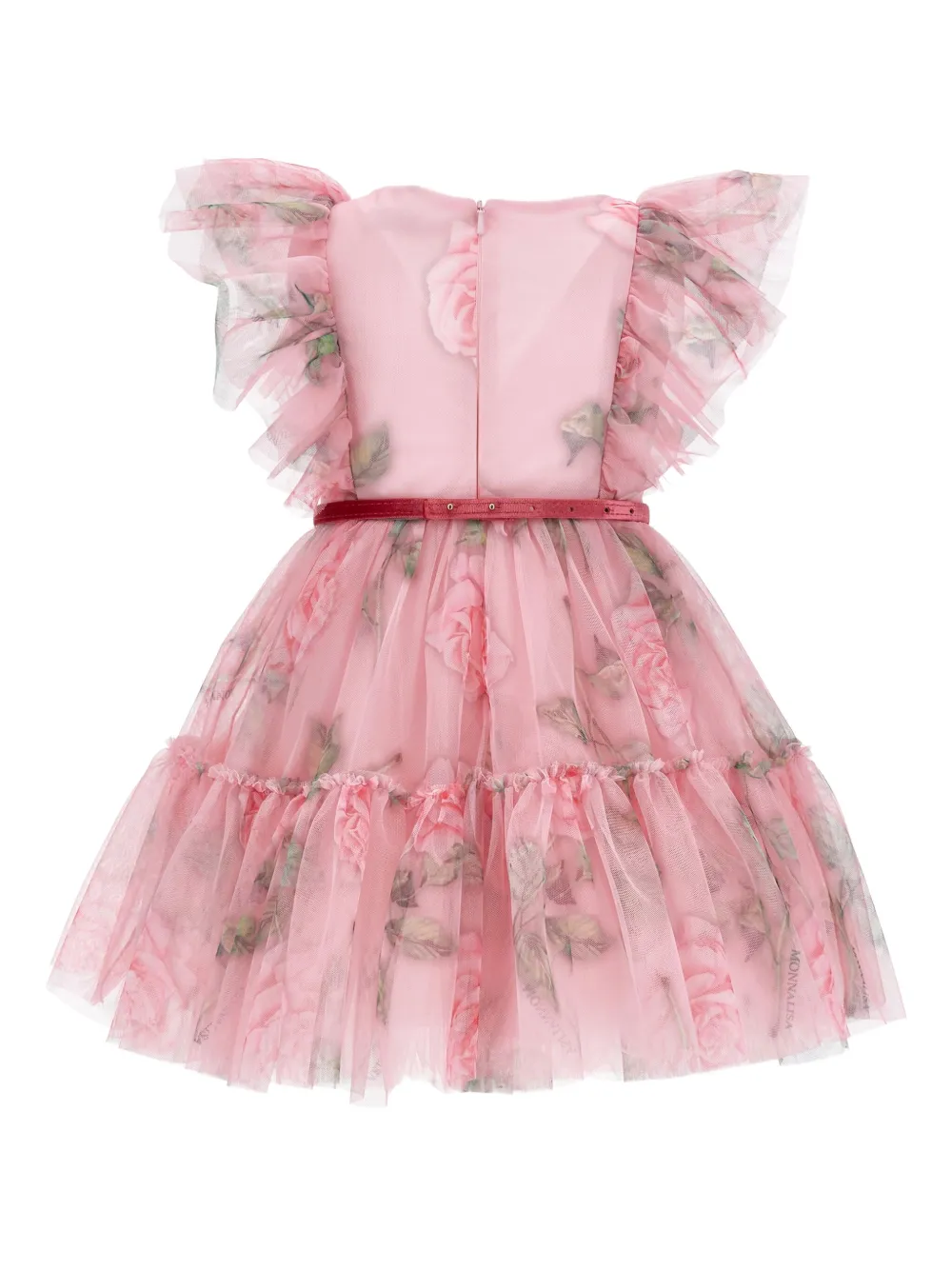 Monnalisa Jurk met ruches en bloemenprint Roze