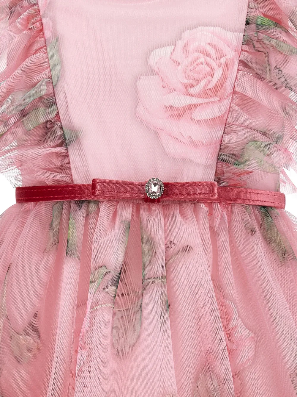 Monnalisa Jurk met ruches en bloemenprint Roze