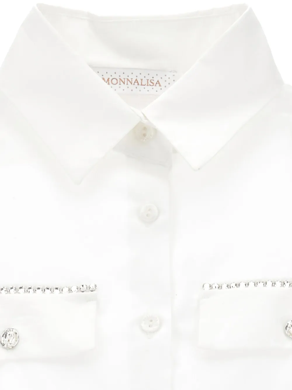Monnalisa Button-up cropped shirt Wit
