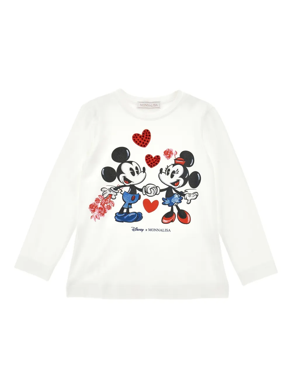 Monnalisa Mickey and Minnie top met lange mouwen Wit