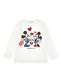 Monnalisa x Disney Mickey and Minnie graphic long-sleeve top - White