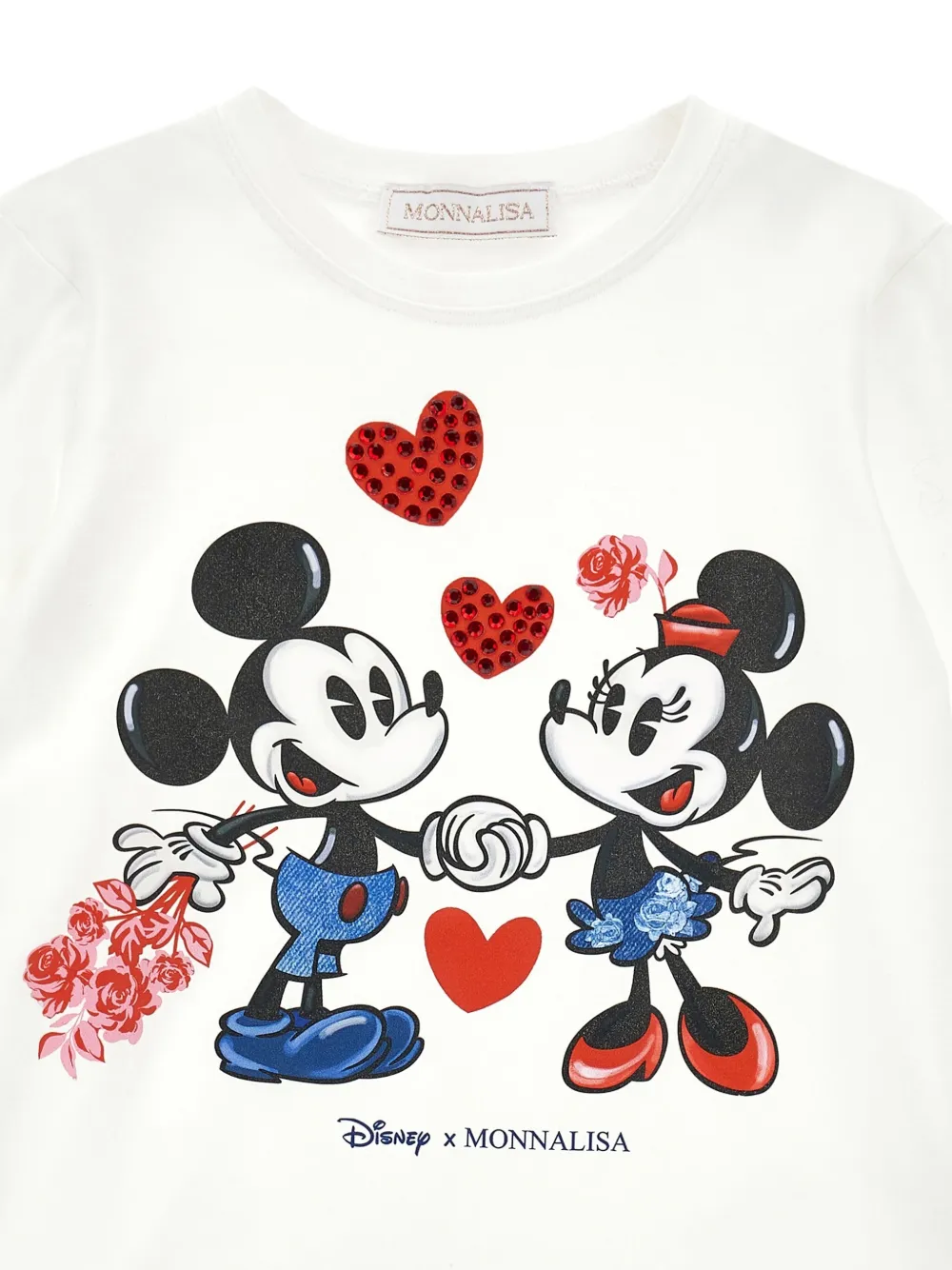 Monnalisa Mickey and Minnie top met lange mouwen Wit