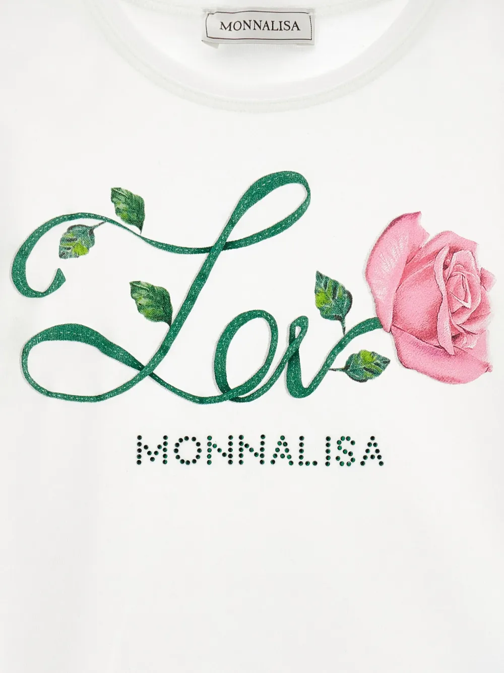 Monnalisa Top met lange mouwen en rozenpatroon Wit