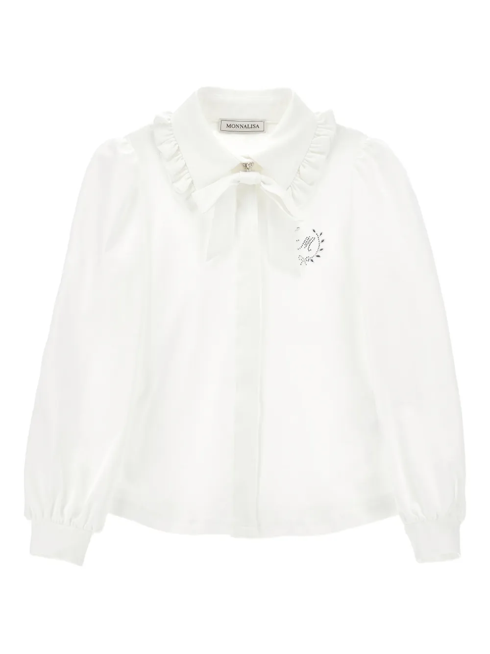 Monnalisa Ruffled Bow Shirt In White