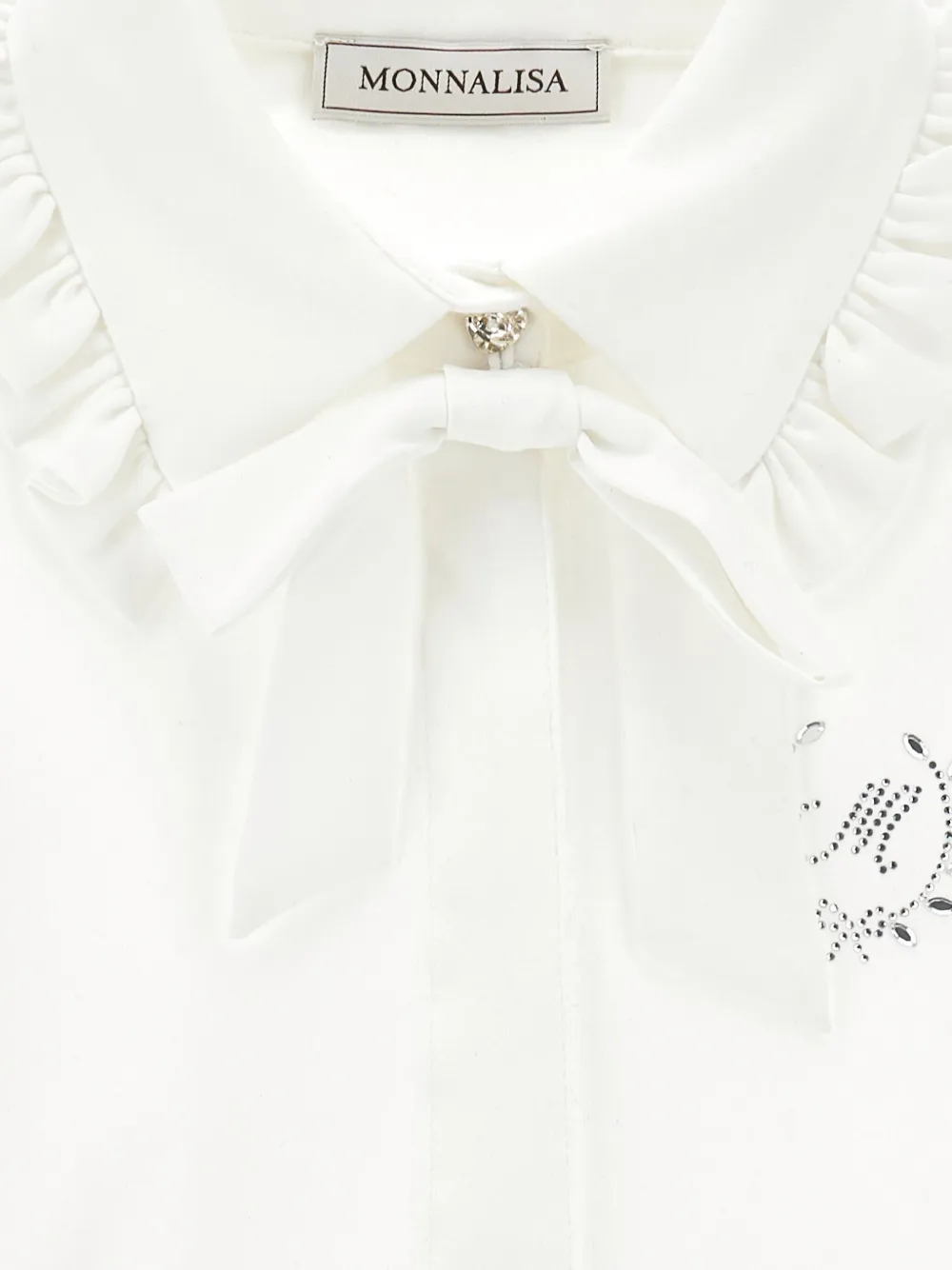 Monnalisa Ruffled Bow Shirt In White