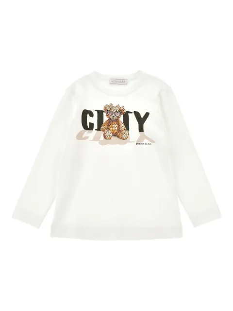 Monnalisa teddy bear-print long-sleeve top