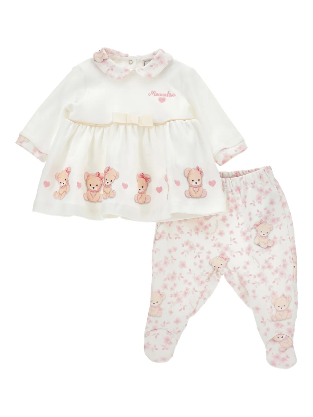 Monnalisa organic cotton trouser set | White | Image 1