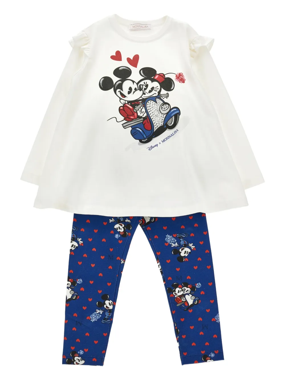 Monnalisa x Disney ruffle-hem top and leggings set | Blue | Image 1