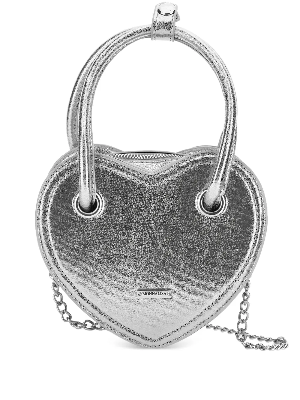 Monnalisa Metallic hartvormige handtas Zilver