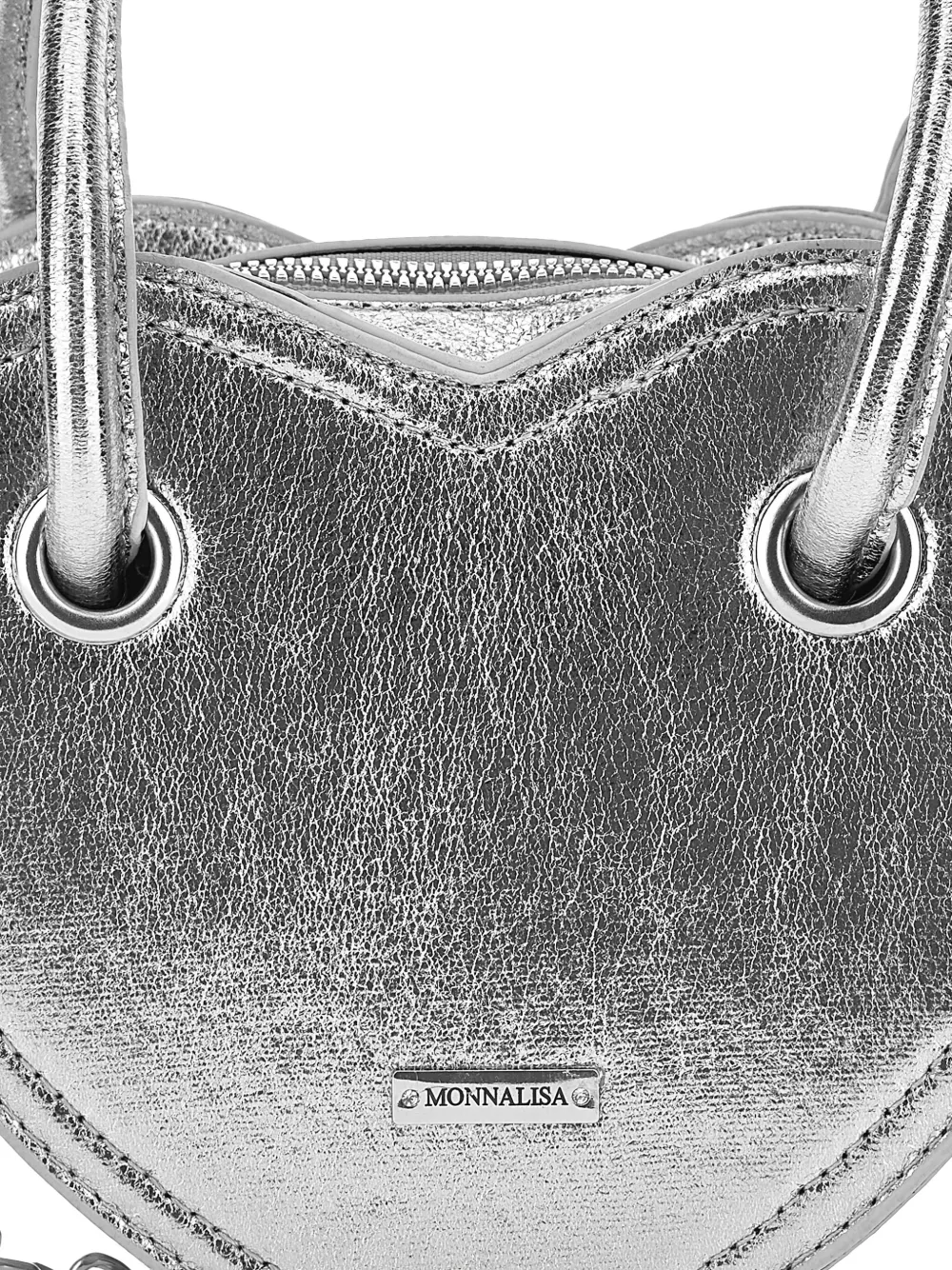 Monnalisa Metallic hartvormige handtas Zilver