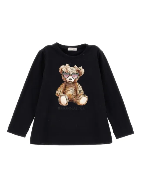 Monnalisa bear-motif long-sleeve T-shirt