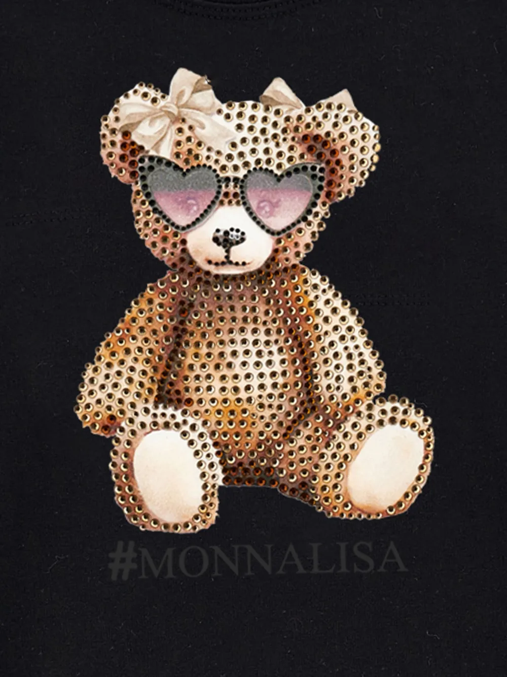 Monnalisa T-shirt met lange mouwen en beerprint Zwart