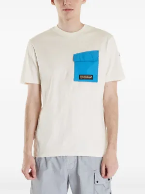 T-shirt Napapijri XL Blanc - Coton, Coupe Ajustée, Très Bon état D'occasion