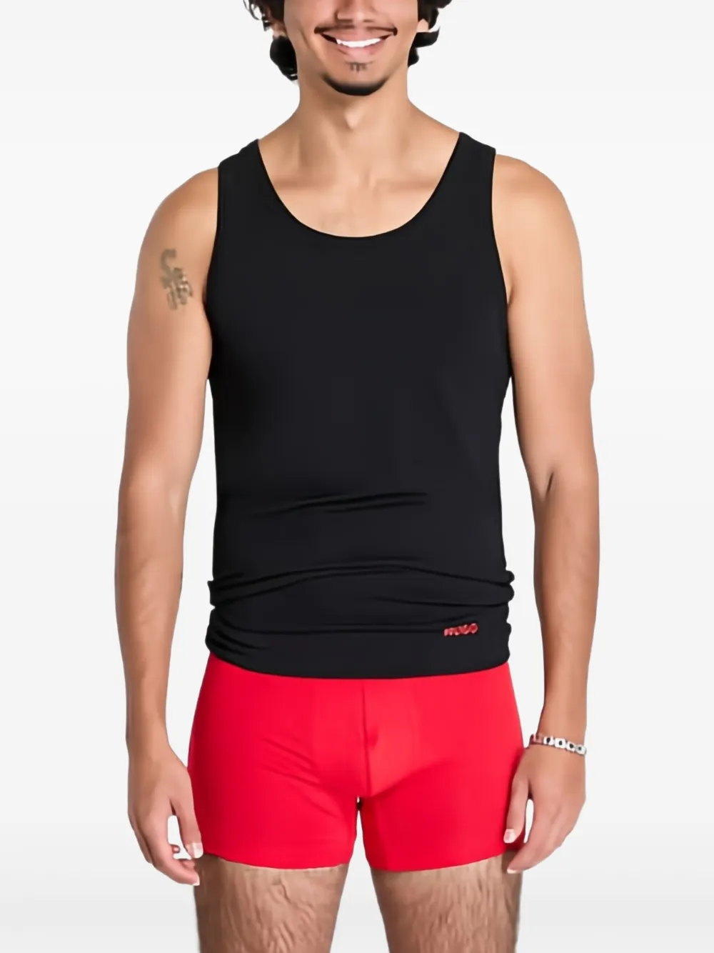 HUGO T-shirt en slip met logoprint Rood