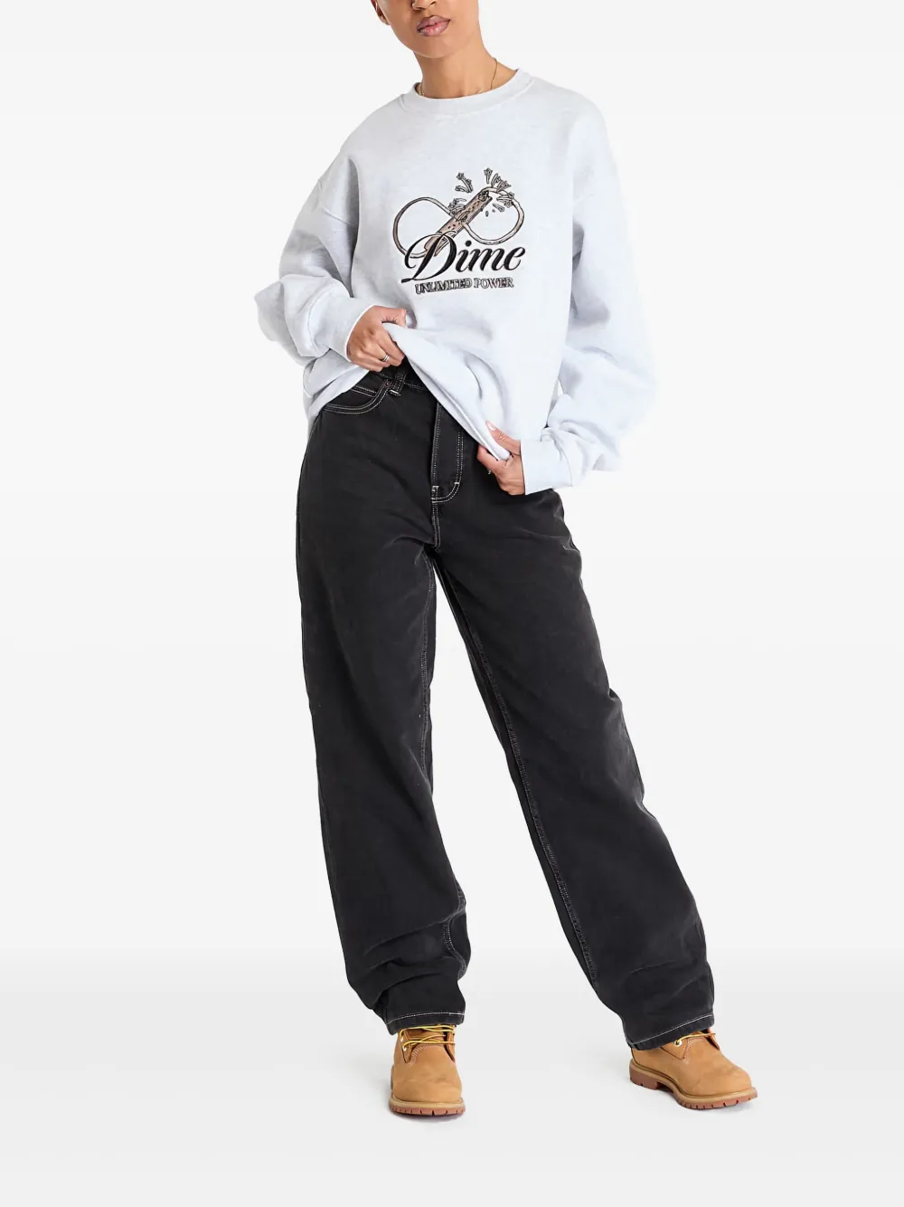 dime Cursive Power sweater Grijs