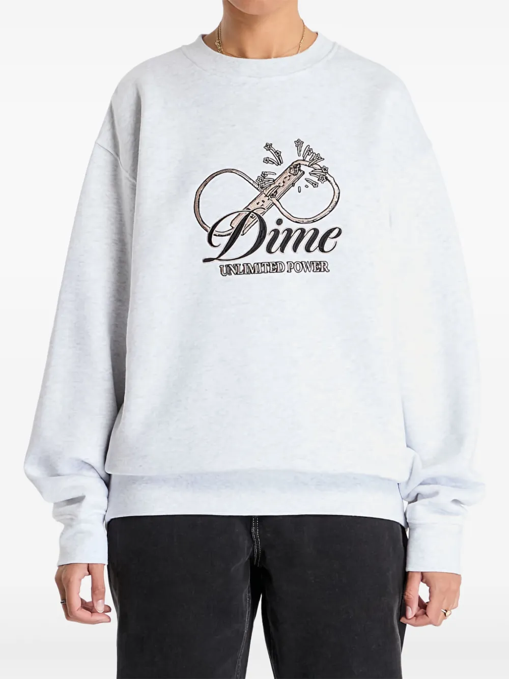 dime Cursive Power sweater Grijs