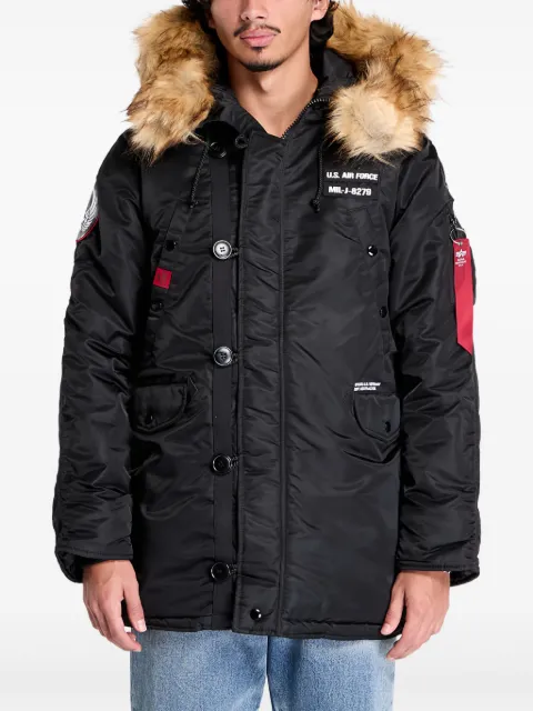 Alpha Industries logo-patch bomber jacket