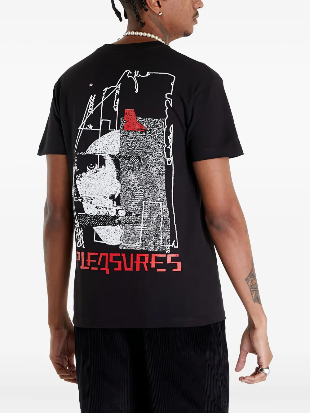 Pleasures T-shirt met grafische print Zwart