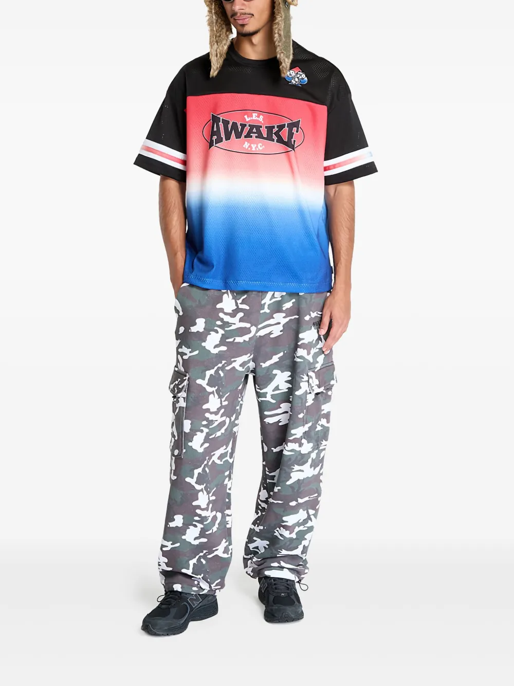 Awake NY Voetballshirt met mesh - Zwart