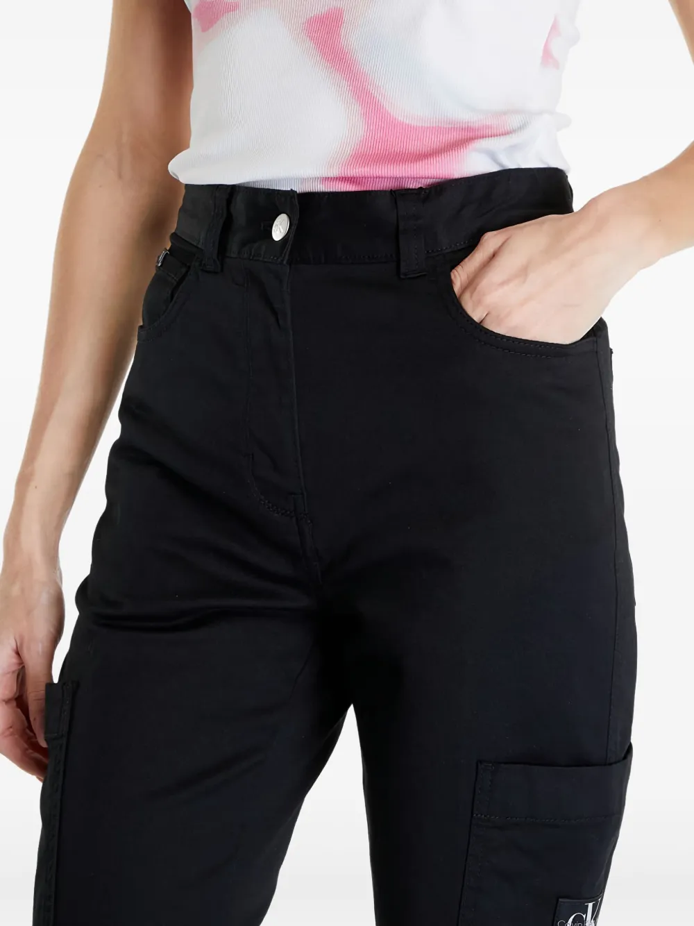Calvin Klein Cargo broek met logo-applicatie Zwart