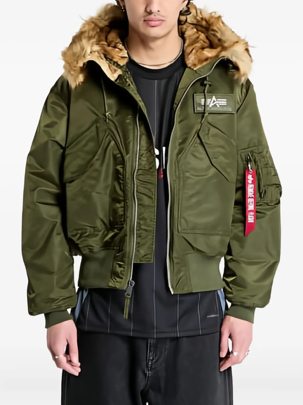 Alpha Industries faux-fur hooded jacket | Verde | Image 1