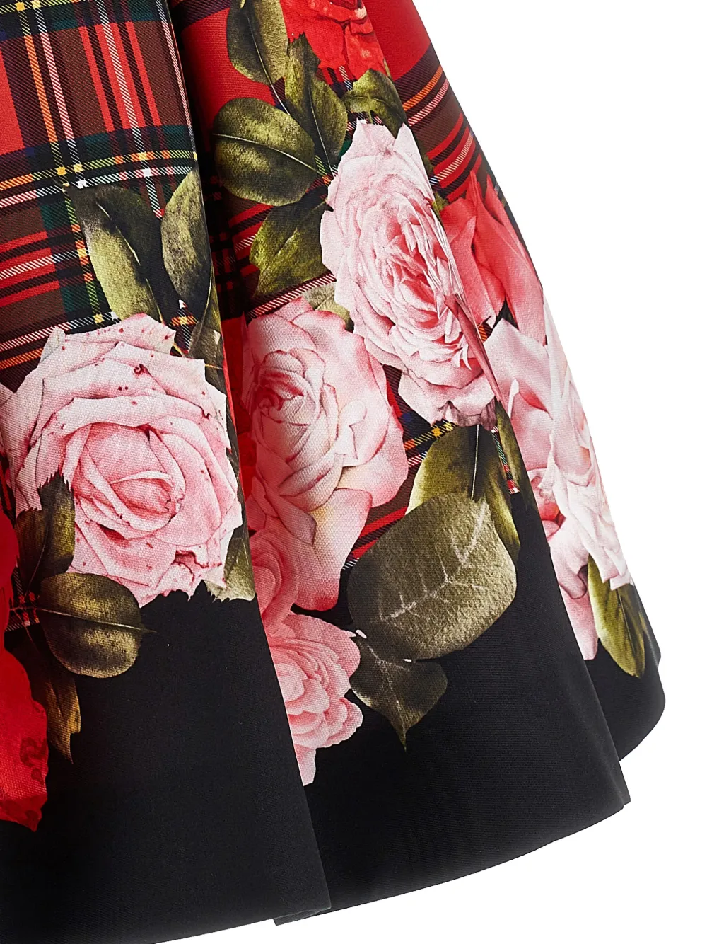 Monnalisa Scottish Dress And Roses In Red
