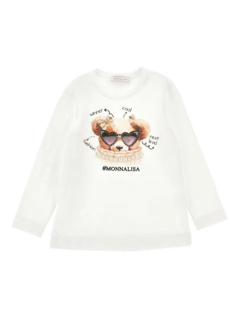 Monnalisa T-shirt a maniche lunghe con stampa Bear