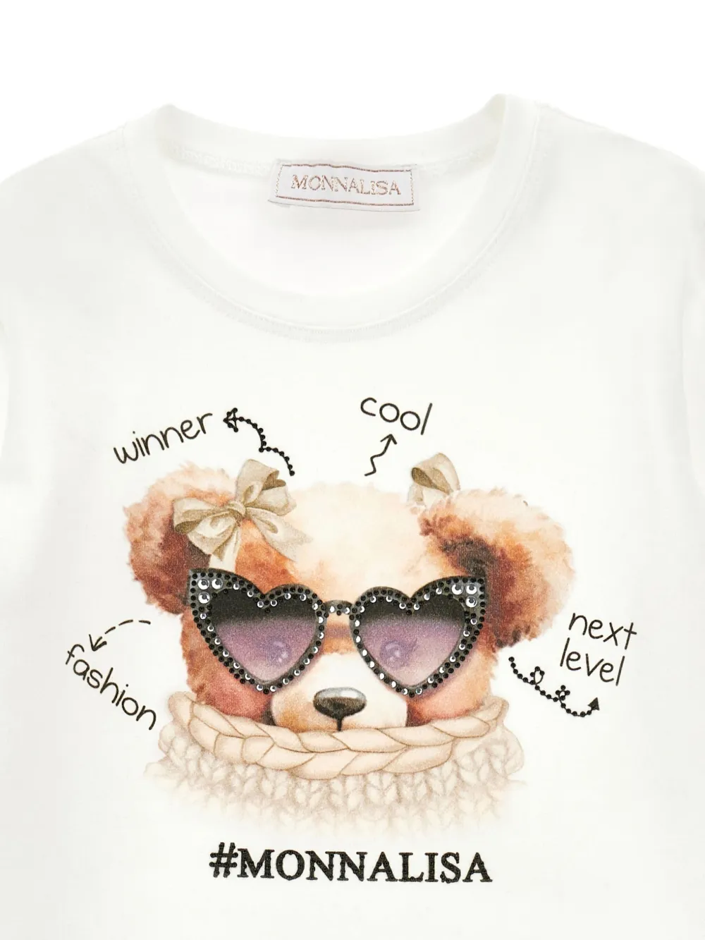 Monnalisa T-shirt met lange mouwen en beerprint Wit