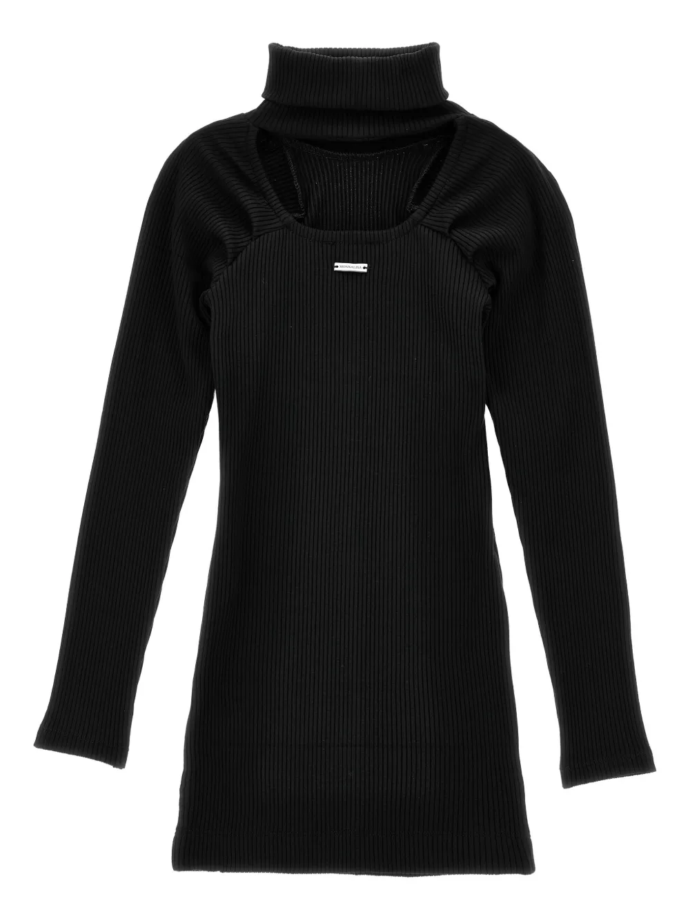 Monnalisa Ribgebreide maxi-jurk Zwart