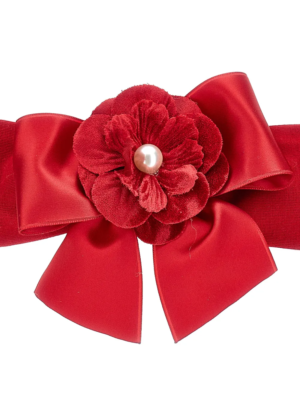 Monnalisa Satijnen haarband met bloemen Rood
