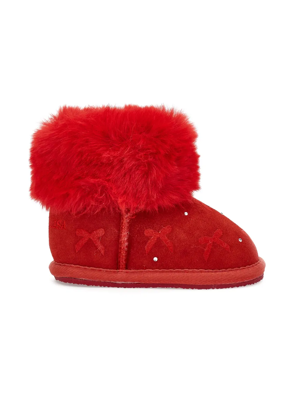 Monnalisa fur-trimmed embellished boots Red