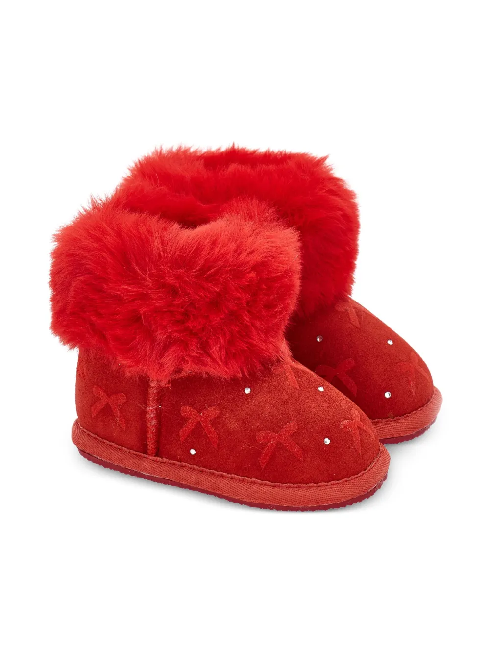 Monnalisa fur-trimmed embellished boots Red