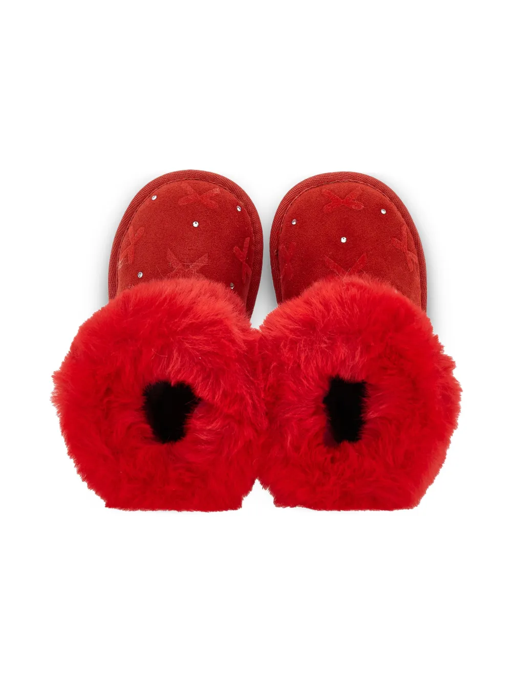 Monnalisa fur-trimmed embellished boots Red