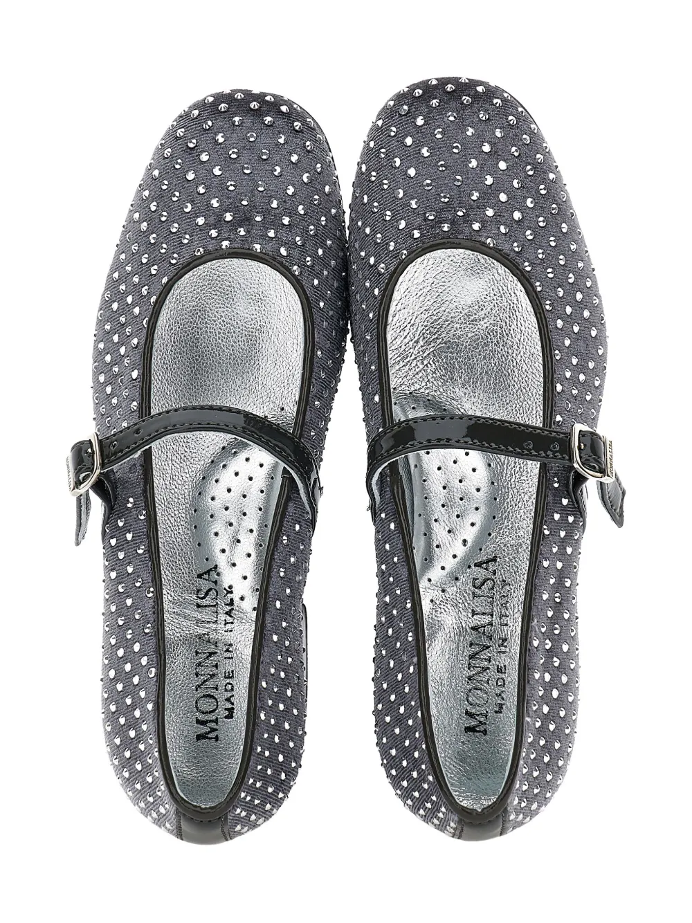 Monnalisa rhinestone-embellished ballerinas Grey