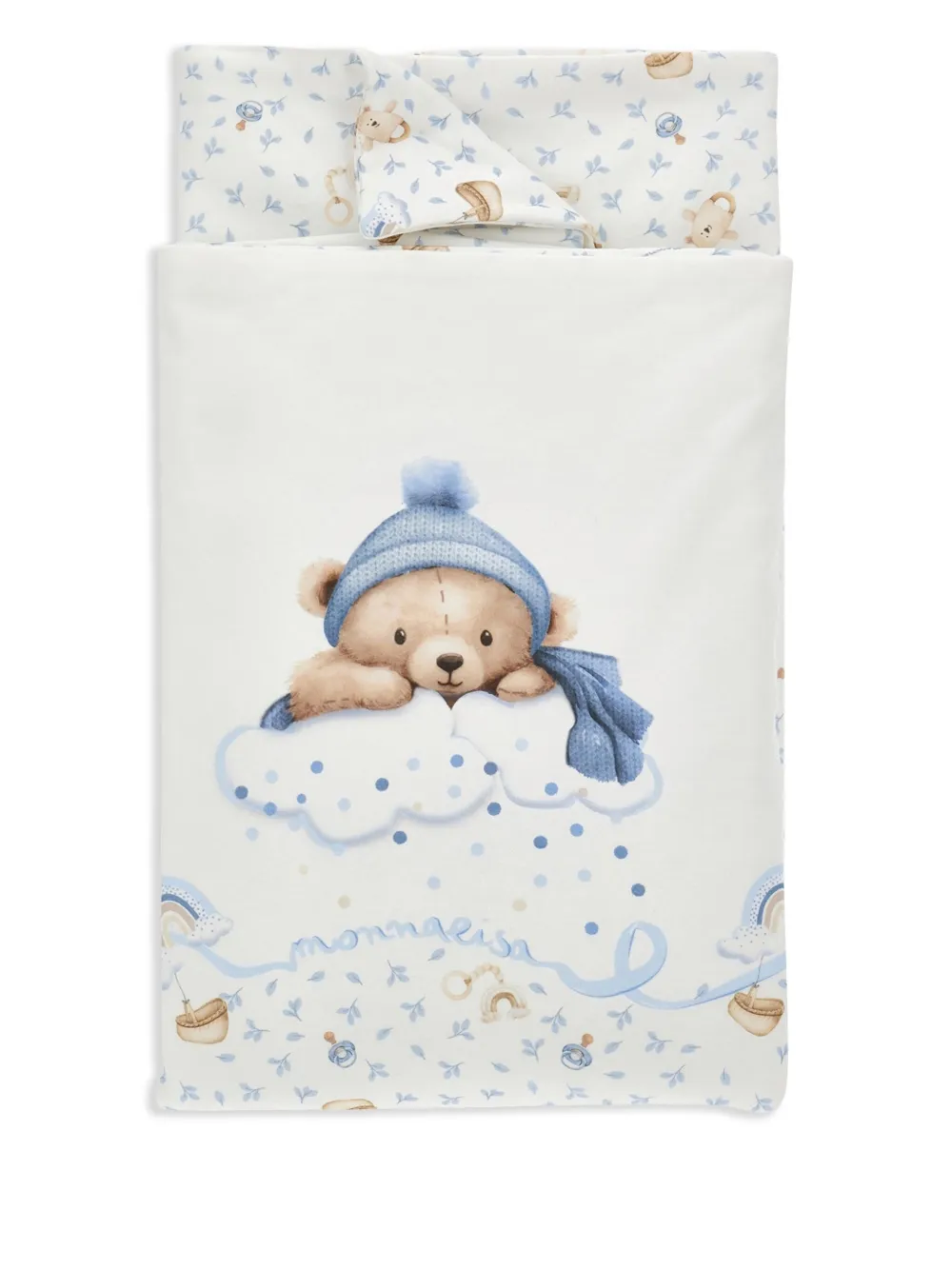 Monnalisa Deken met teddybeerprint Wit
