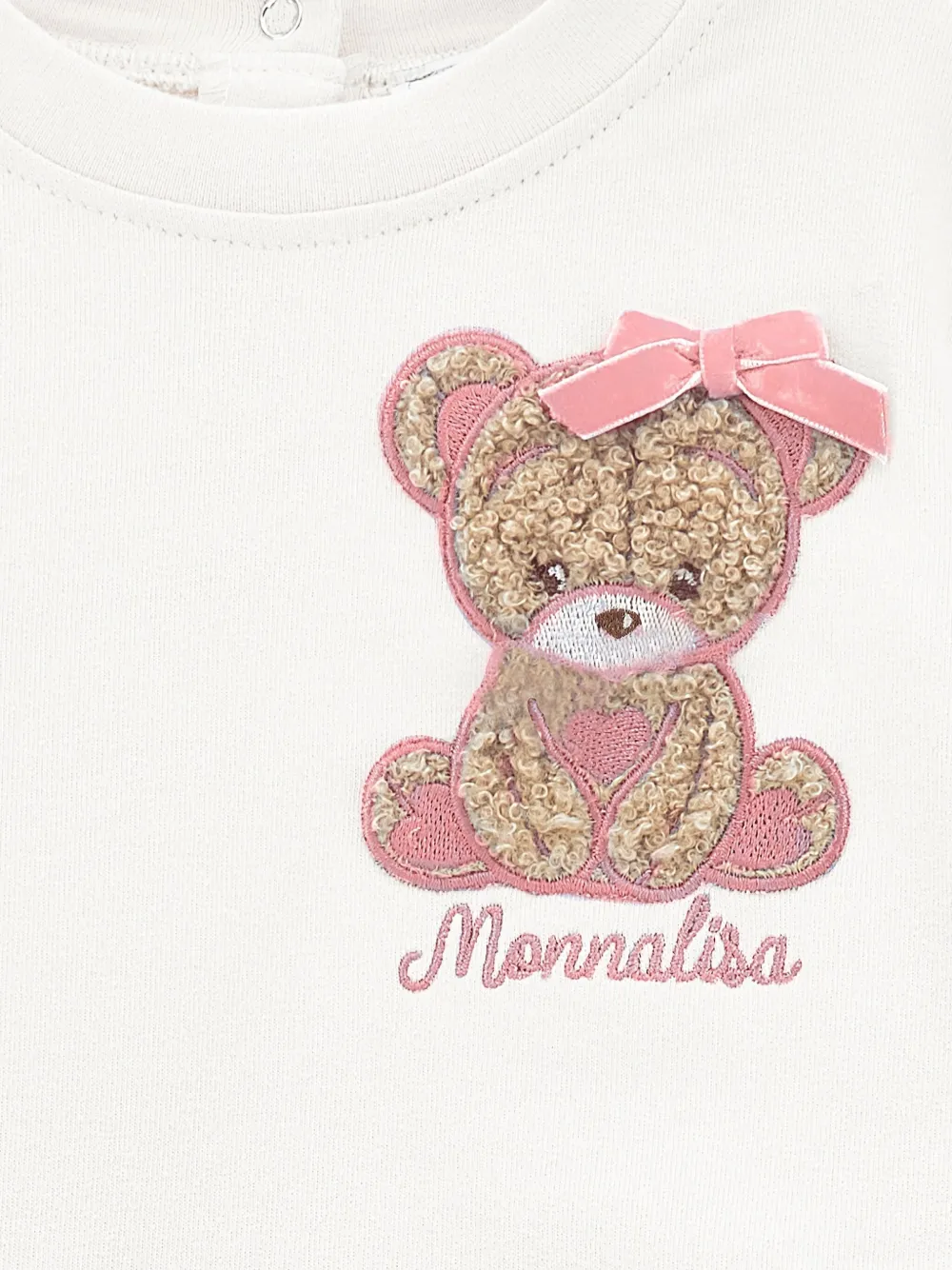 Monnalisa Bear polojurk met borduurwerk - Wit