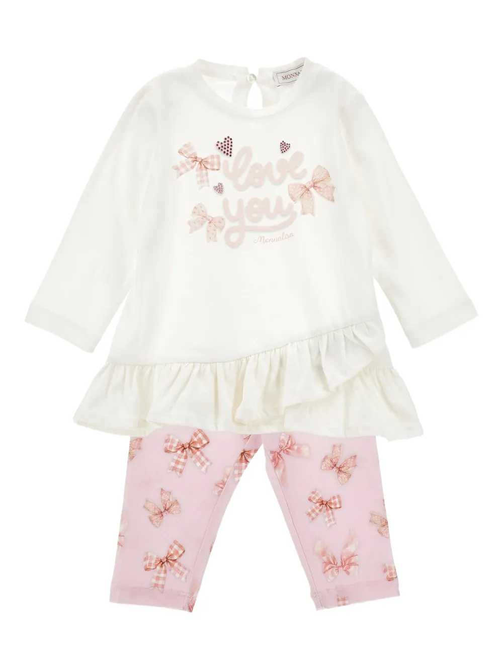 Monnalisa bow-print trousers set | White | Image 1