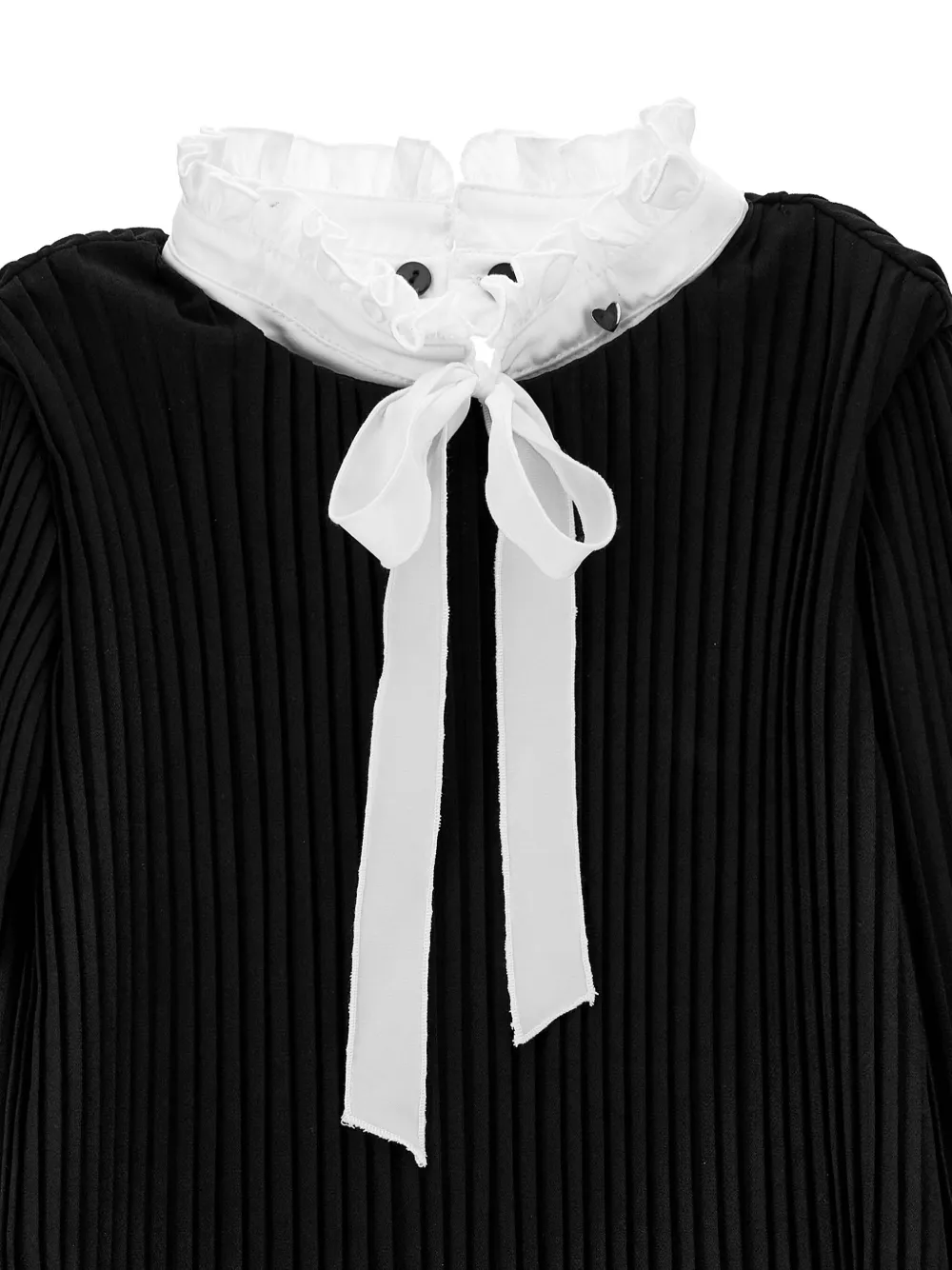 Monnalisa Pleated Dress With Bow In Black